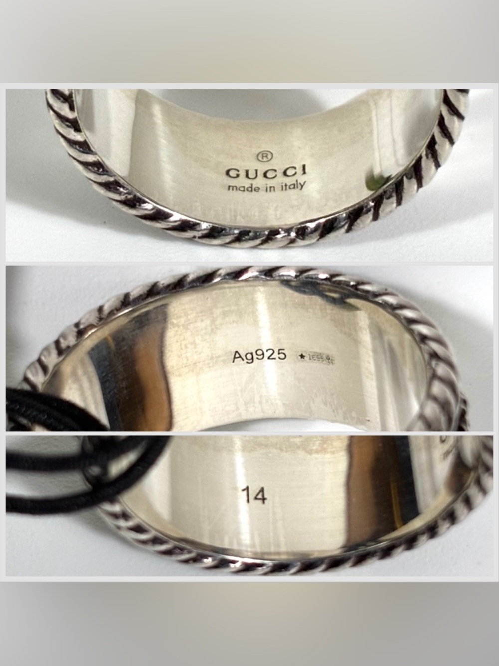 Gucci GG Marmont Band Wide 925 Ring Sterling Silver 6.75 14 NEW - Picture 12 of 17